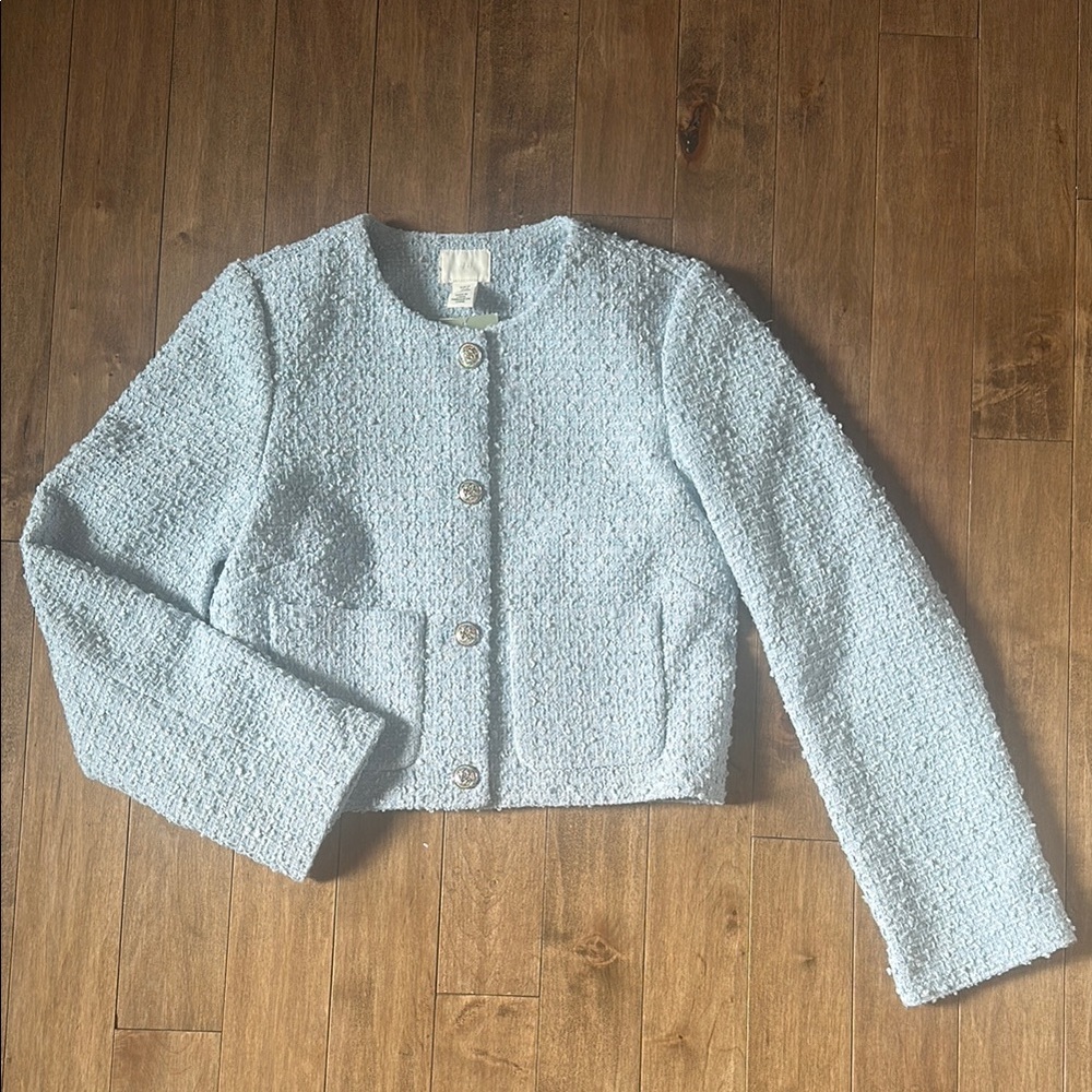 Chic Light Blue H&M Tweed Jacket